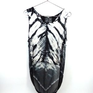 Young Fabulous & Broke Tie Dye Black White High Low Top Sheer XS